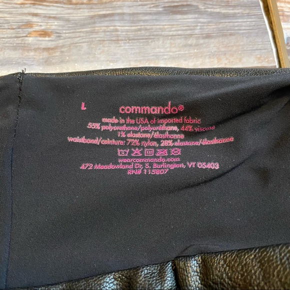 Commando Perfect Control Faux Leather High Rise Raw Hem Stretch Leggings Black L - Picture 8 of 11